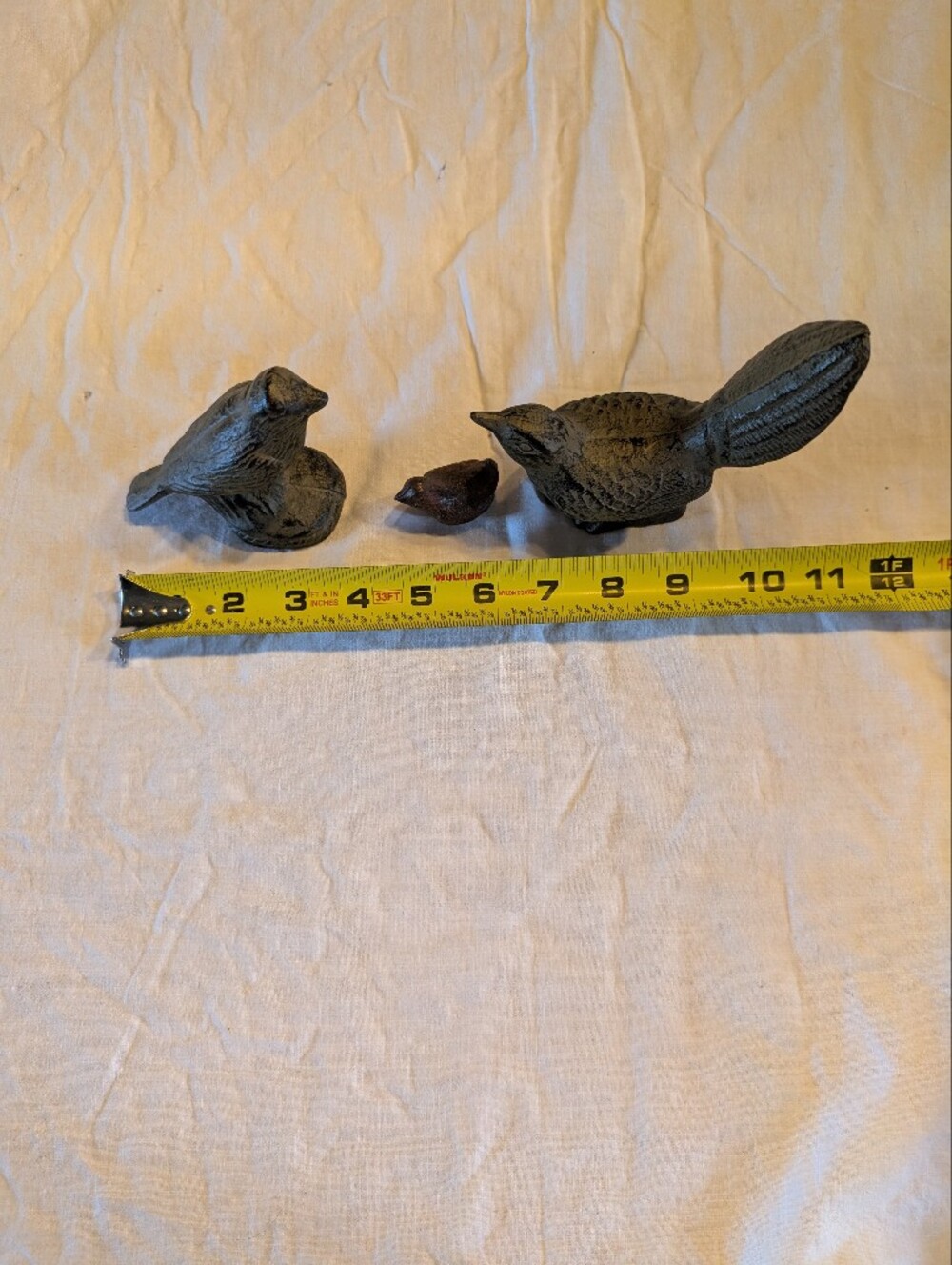 2/40$ Vintage Cast Iron Bird Figurine Trio in Black and Brown - Picture 11 of 12